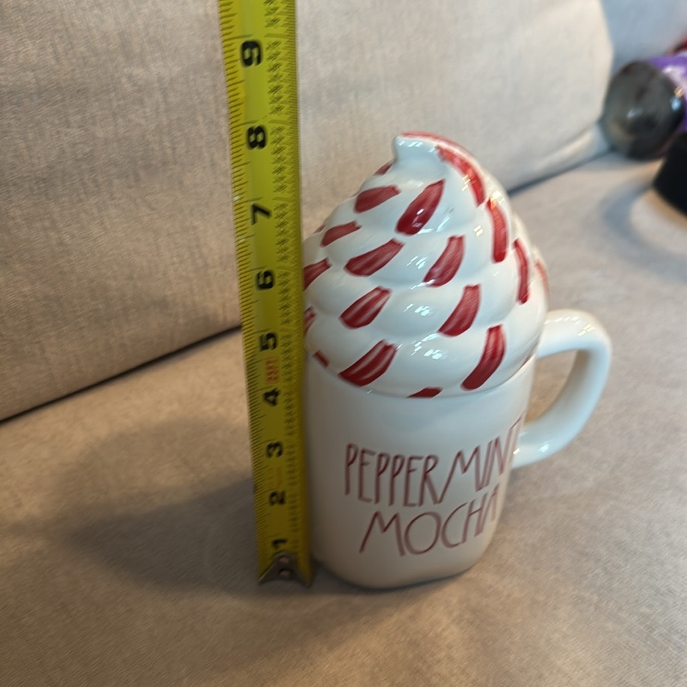 Rae Dunn "Peppermint Mocha" Ceramic Mug with Peppermint Whipped Cream Topper - Picture 3 of 8